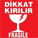 Dikkat Kırılır Etiketi 100 mm x 100 mm (10 cm x 10 cm) 1 Rulo 250 Adet (Uyarı Etiketidir)